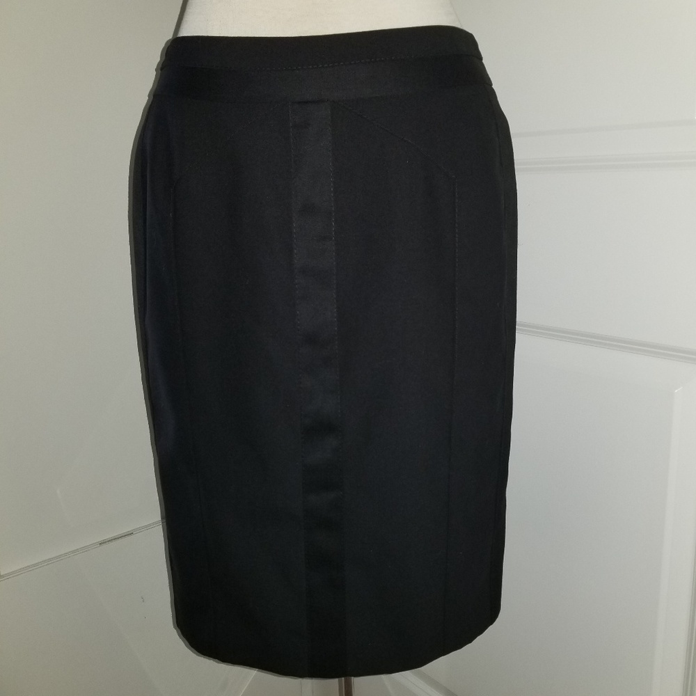 Ann Taylor tuxedo silky black pencil skirt